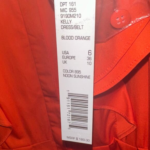 NWT Antonio Melani Kelly Blood Orange Belted Button Up Shirt Midi Dress Size 6 - Picture 6 of 13